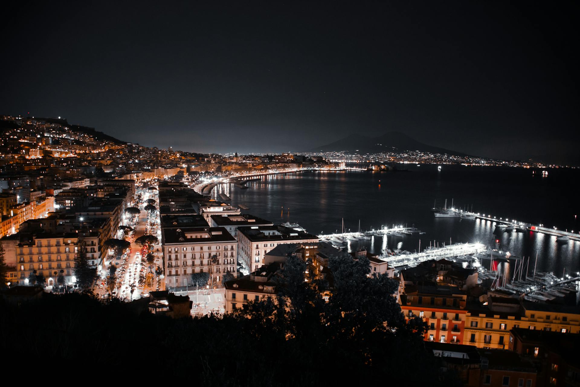 Naples Italy in the evening